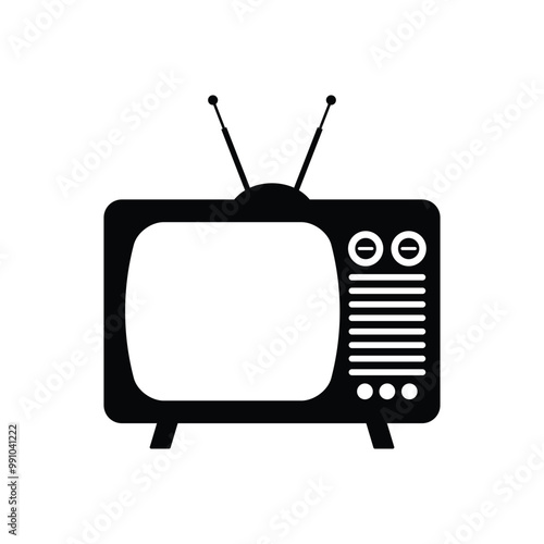 Retro TV flat vector icon design. TV symbol and glyph design