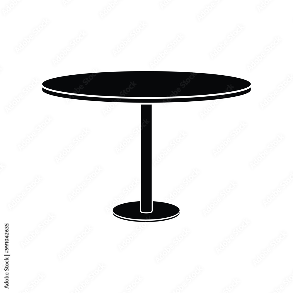 Round table black and white flat vector icon design Round table black and white flat vector icon design