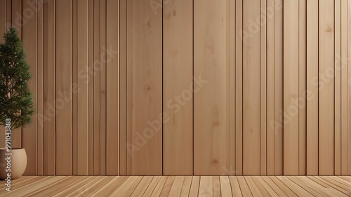 Wall Made of Wooden Panels with A Modern Plank Surface for Interior and Exterior Design photo