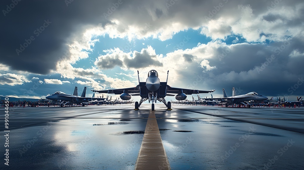 Fototapeta premium Airplanes preparing for flight against the open sky picture