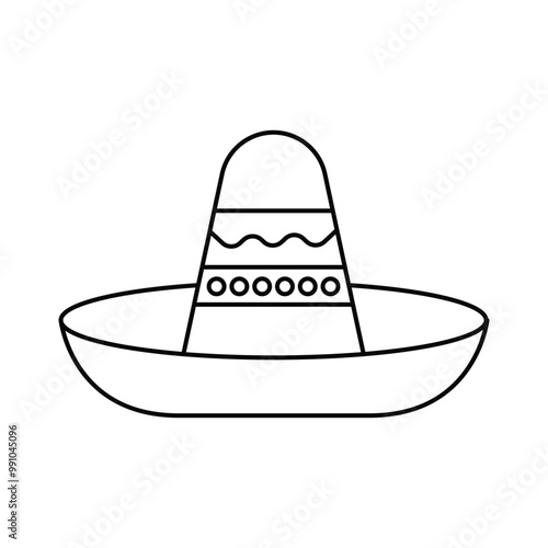 Sombrero hat black and white flat vector icon design. Sombrero hat symbol and glyph design