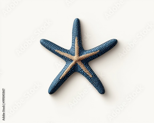 Wallpaper Mural Serenity Blue Starfish Close-Up Macro View on White, Tranquil Oceanic Decor Minimalist Concept Torontodigital.ca