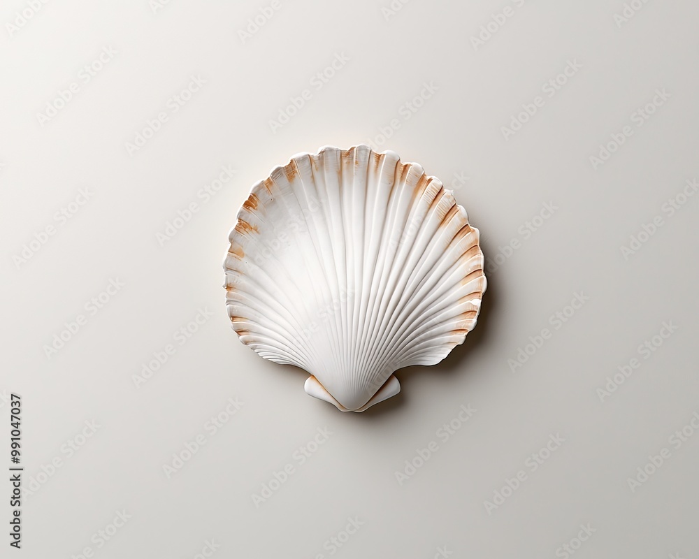 Serenity Seashell Minimalist Closeup of White Seashell on Off-White Background, Coastal Tranquility and Natural Beauty, Still Life Photography Serenity Seashell Minimalist Closeup of White Seashell on Off-White Background, Coastal Tranquility and Natural Beauty, Still Life Photography