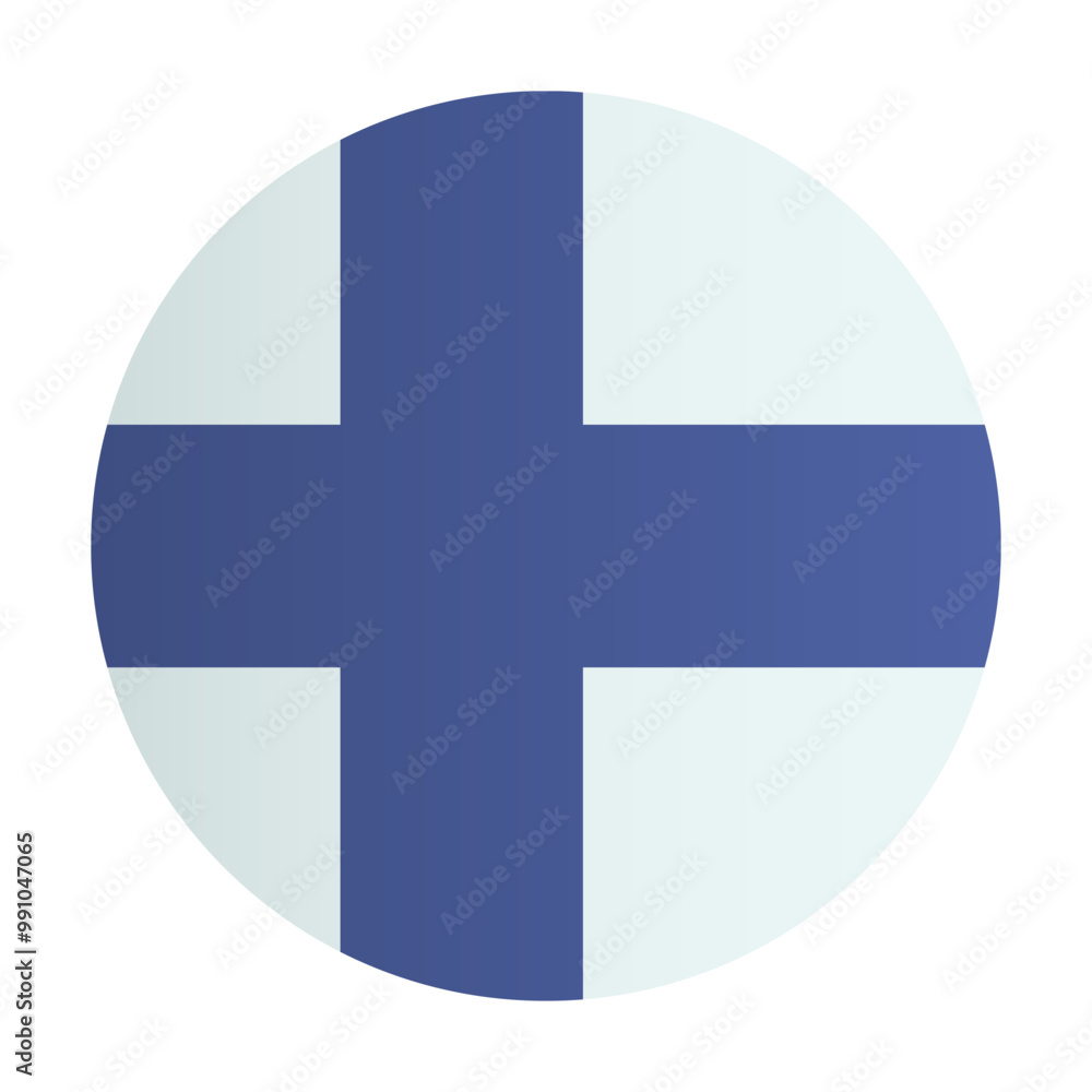 Obraz premium Finland flag circle badge. Suomi country identity emblem