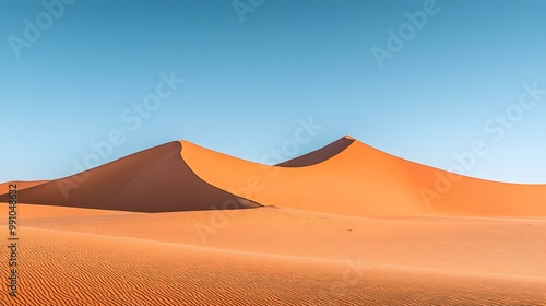 Stunning sand dunes under a clear blue sky, capturing the beauty of nature.