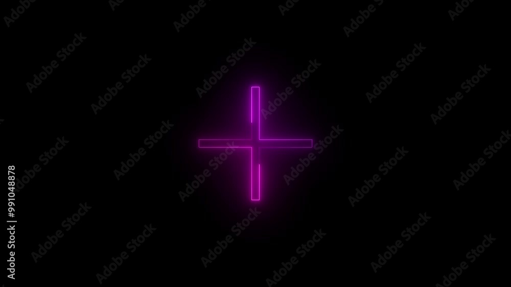 Neon calculator addition icon pink glowing black background animation Neon calculator addition icon pink glowing black background animation