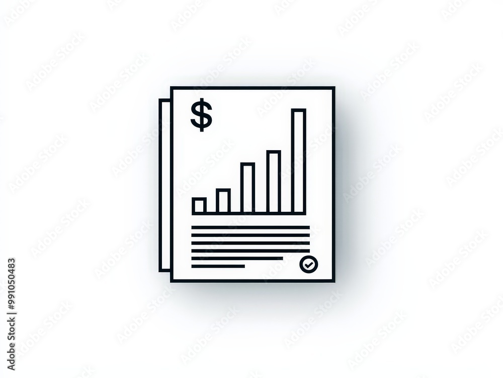 Minimalist Finance Icon with Upward Bar Graph and Dollar Sign on White Background - Professional Financial Report Concept for Business Presentations and Websites Minimalist Finance Icon with Upward Bar Graph and Dollar Sign on White Background - Professional Financial Report Concept for Business Presentations and Websites
