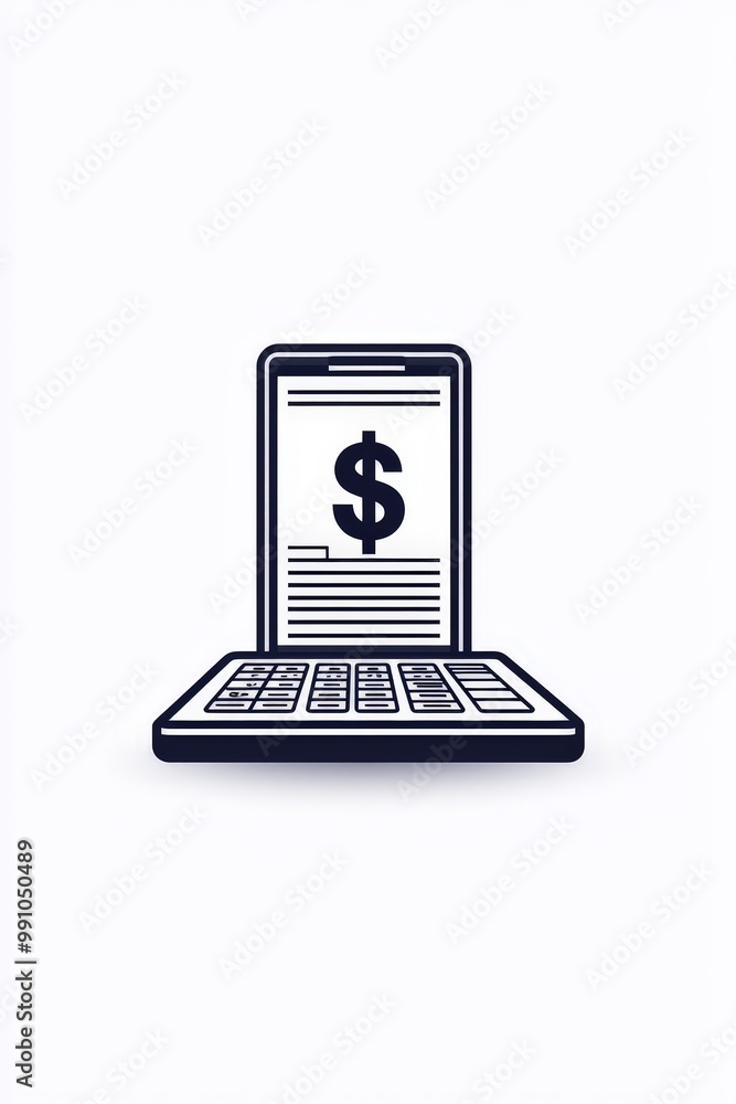 Sleek Finance Calculator Icon on White Background for Banking Apps Minimalistic Monochrome Dollar Concept Sleek Finance Calculator Icon on White Background for Banking Apps Minimalistic Monochrome Dollar Concept