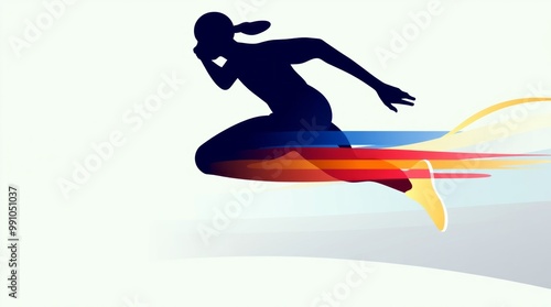 Colourful sports illustration of a man running generative ai sports Illustration