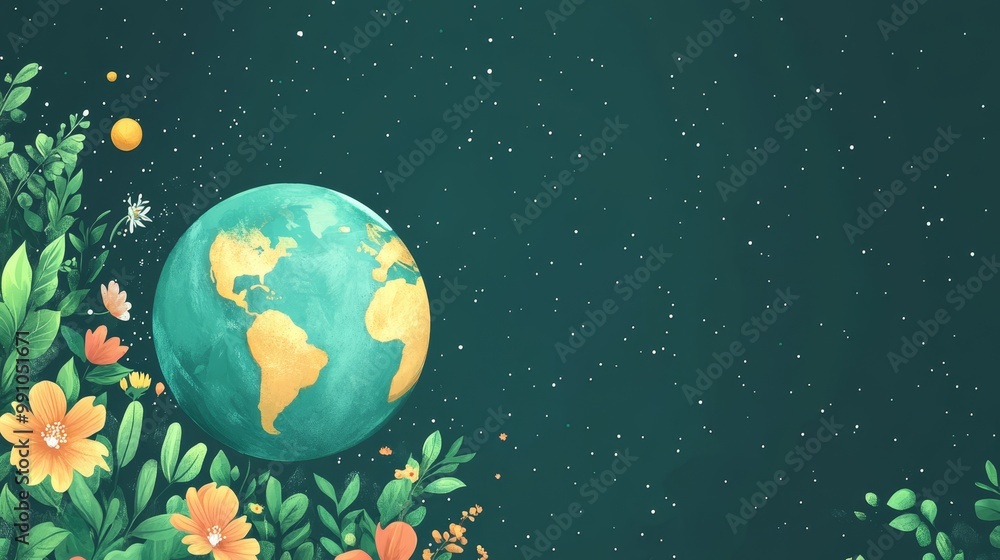 Eco-Friendly Minimalistic Earth Illustration for Mother Earth Day Celebration Eco-Friendly Minimalistic Earth Illustration for Mother Earth Day Celebration