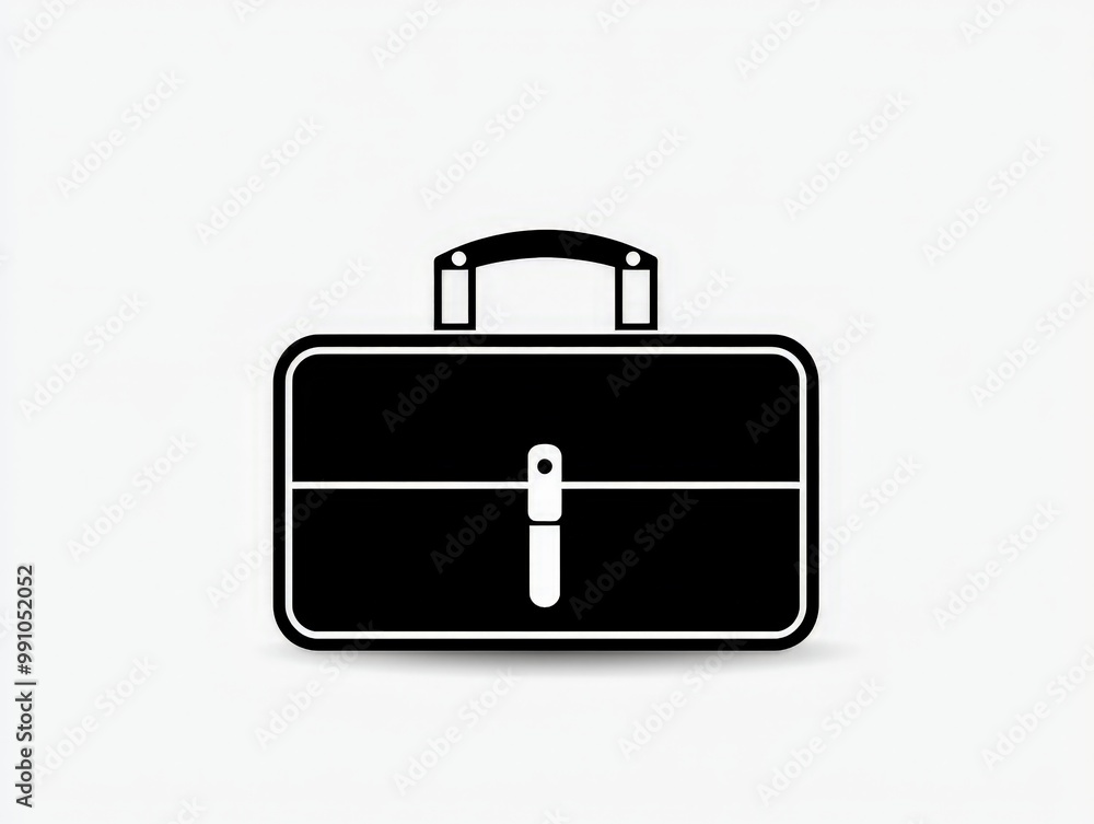 Minimalist Black and White Briefcase Silhouette on Blank Canvas - Professional Business Icon Minimalist Black and White Briefcase Silhouette on Blank Canvas - Professional Business Icon