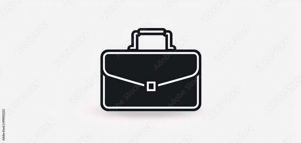 Sleek Monochrome Briefcase Icon on White Background - Minimalist Business Concept for Design Projects Sleek Monochrome Briefcase Icon on White Background - Minimalist Business Concept for Design Projects