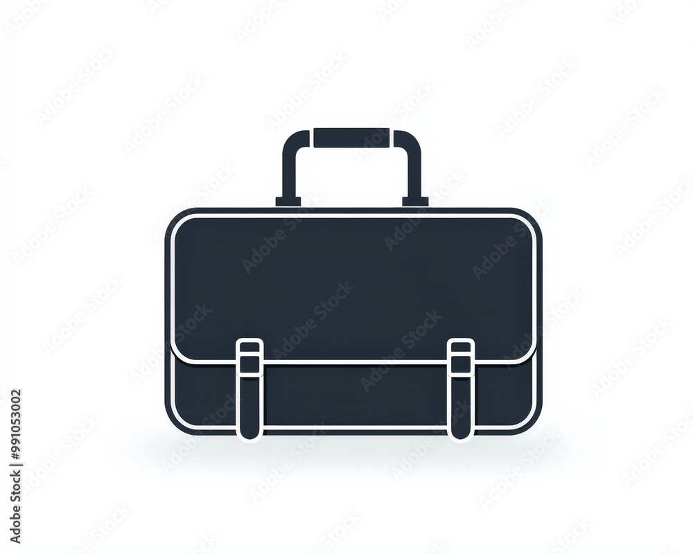 Elegant Black Briefcase Icon in Minimalist Style on White Background - Professional Business Accessory Concept Elegant Black Briefcase Icon in Minimalist Style on White Background - Professional Business Accessory Concept