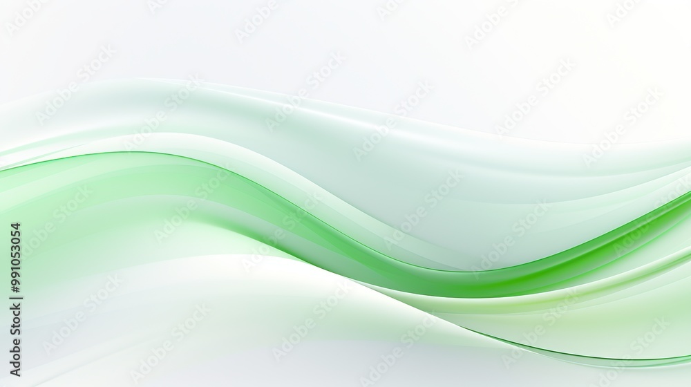 Fototapeta premium Abstract green wave on white background, soft and flowing design