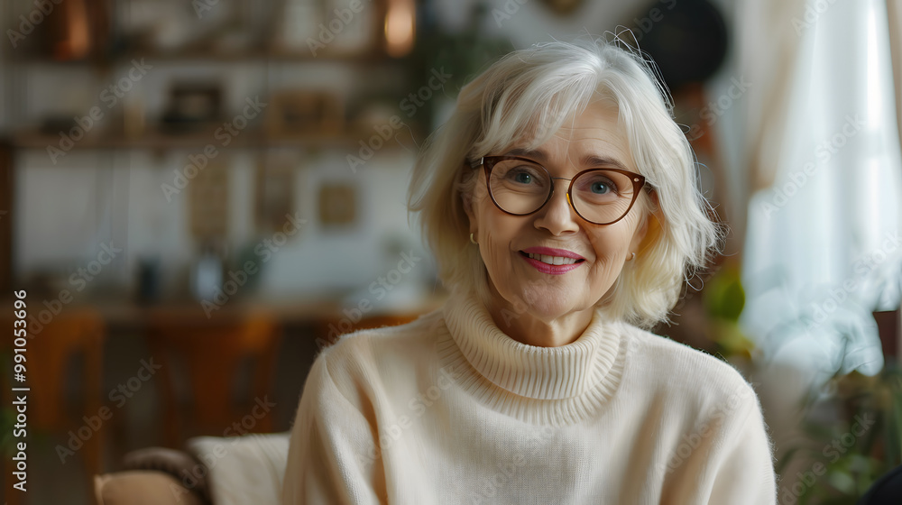 Shoulder of speaking older freelancer woman talking on group training video call, having online conference meeting. generative ai. Shoulder of speaking older freelancer woman talking on group training video call, having online conference meeting. generative ai.