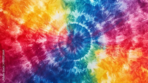 Vibrant Tie-Dye Rainbow Pattern for Hippie Fashion Designs with Abstract Watercolor Look