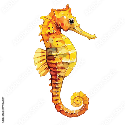 seahorse vector watercolor isolated on white with clipping path