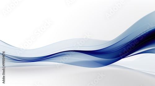 Abstract blue wave on white background, modern design element for website or presentation photo