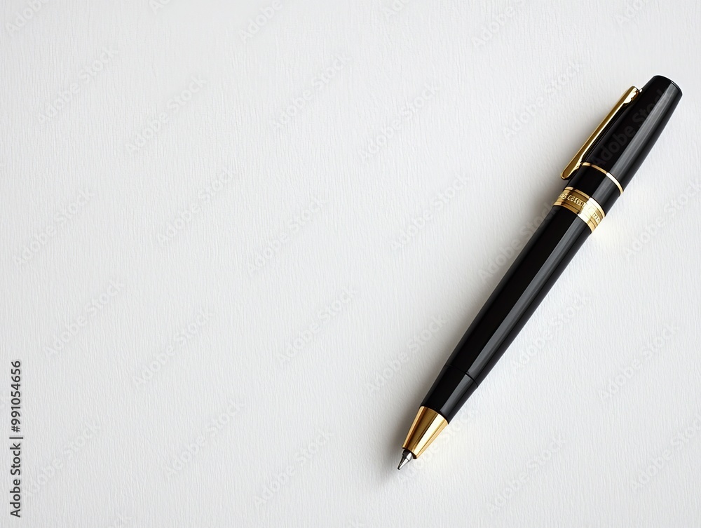 Elegant Black and Gold Pen on White Desk - Minimalist Workspace Concept with Luxury Stationery for Professional Use Elegant Black and Gold Pen on White Desk - Minimalist Workspace Concept with Luxury Stationery for Professional Use