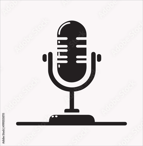clean and clear simple podcast microphone Vector silhouette on a white background