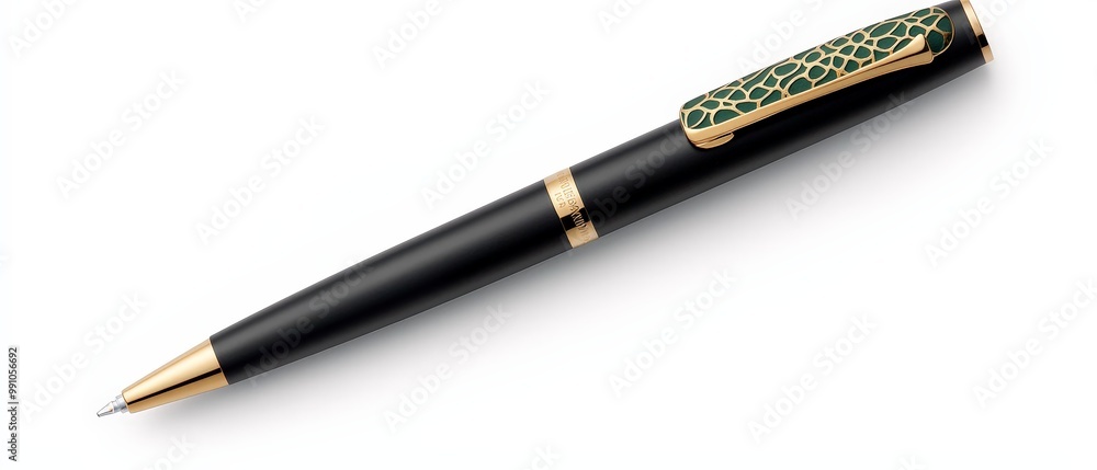 Elegant Montblanc 1058 Black and Gold Ballpoint Pen on White Background - Luxury Writing Instrument for Marketing Elegant Montblanc 1058 Black and Gold Ballpoint Pen on White Background - Luxury Writing Instrument for Marketing