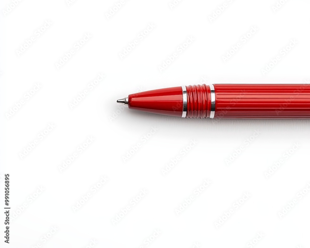 Elegant Red Pen Tip Macro View on Clean White Surface - Minimalist Product Photography Concept for Branding and Marketing Elegant Red Pen Tip Macro View on Clean White Surface - Minimalist Product Photography Concept for Branding and Marketing