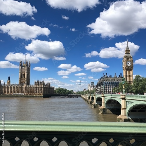 A view of Lambeth Bridge from Westminster Bridge, London, England photo