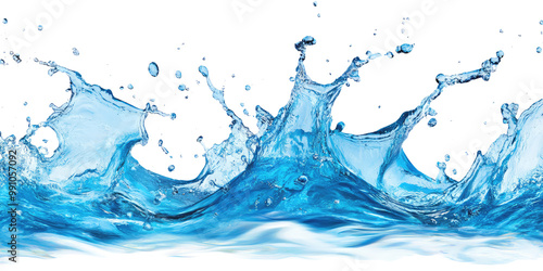 Blue water swirl splash on transparent cutout background, PNG file. Mockup clipart template for artwork design