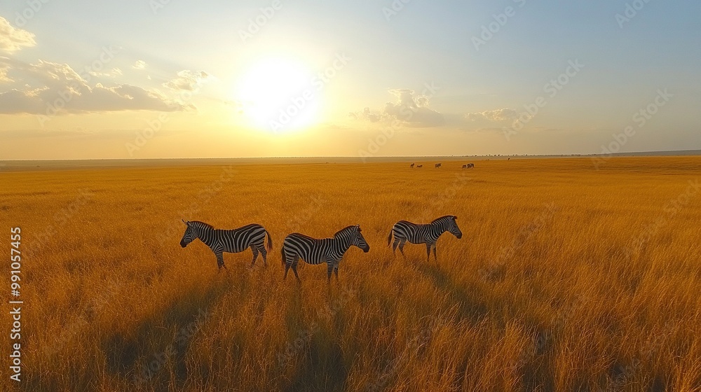 Wild zebras roam the African grasslands. Wild zebras roam the African grasslands.