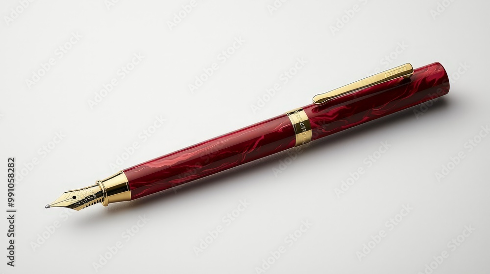 Luxe Red and Gold Fountain Pen on White - Elegant Writing Instrument for Luxury Branding and Gifts Luxe Red and Gold Fountain Pen on White - Elegant Writing Instrument for Luxury Branding and Gifts