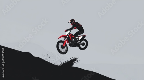 Dirt bike rider doing a big jump supercross motocross high speed sport concept digital art sports Illustration photo