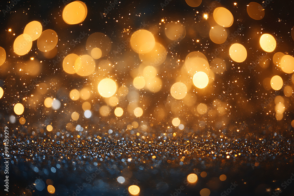 Glittering New Year's background with cascading gold dust and sparkling lights Glittering New Year's background with cascading gold dust and sparkling lights