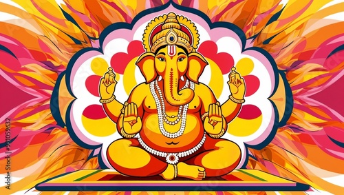 Ganesha background with a fire photo