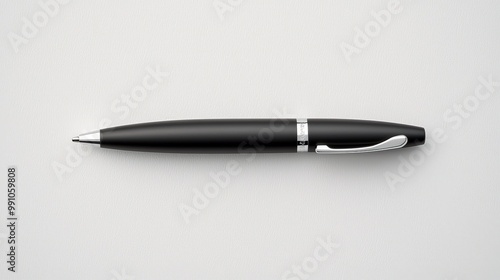 Wallpaper Mural Minimalist Black Pen on Textured White Surface - Elegant Office Stationery Concept Torontodigital.ca