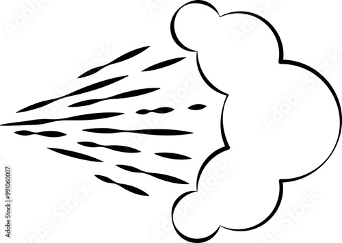 Spray icon of aerosol or airbrush for water gas nozzle steam, perfume deodorant, graffiti paint. Sign shower drops, disinfection, cleaning.