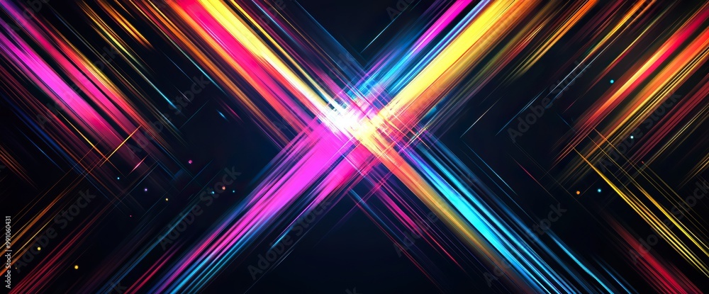 Fototapeta premium Abstract Colorful Diagonal Lines and Streaks Crossing in Dark Background, Futuristic Technology Concept