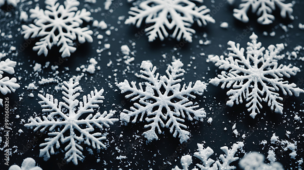 Chic Christmas background with a monochrome colour palette and stylish snowflake designs Chic Christmas background with a monochrome colour palette and stylish snowflake designs