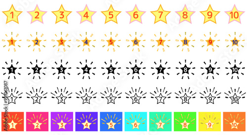 星フレームの、数字アイコンセット