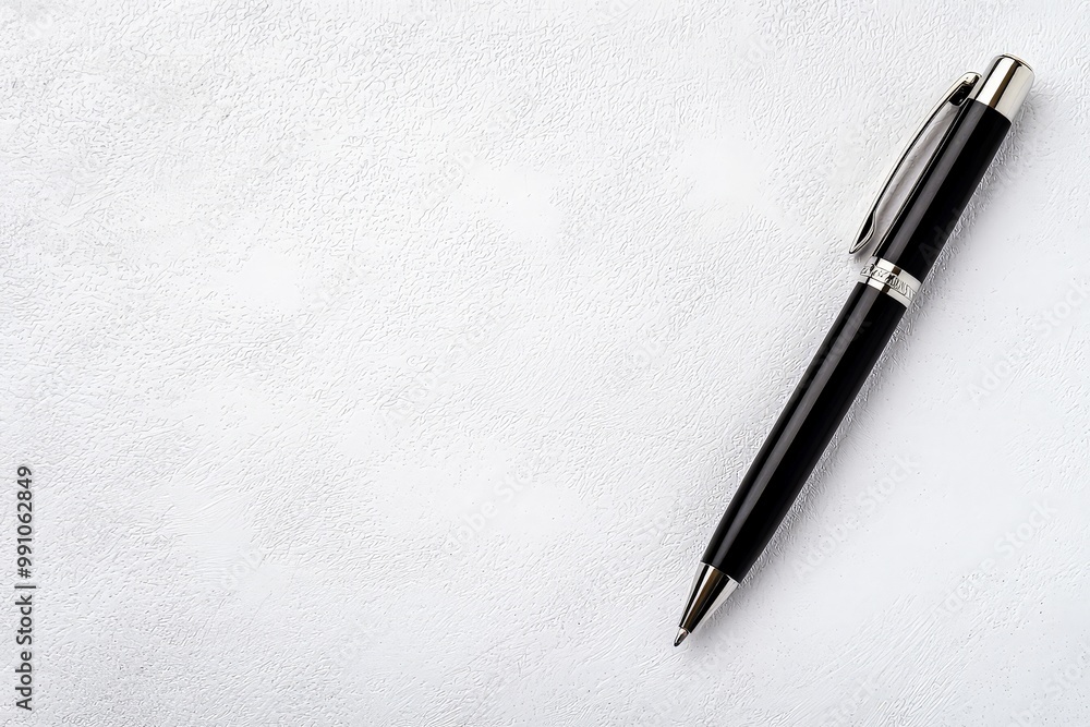 Sleek Black Pen on Minimalist White Surface - Elegant Stationery Concept for Branding and Design Projects Sleek Black Pen on Minimalist White Surface - Elegant Stationery Concept for Branding and Design Projects