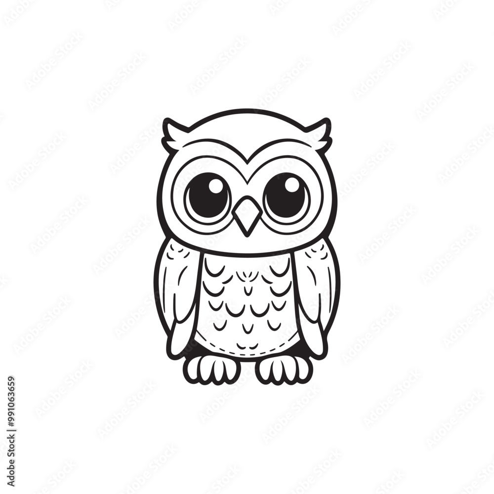 Obraz premium Cute Cartoon Owl with Baby Alligators - Vector Illustration.