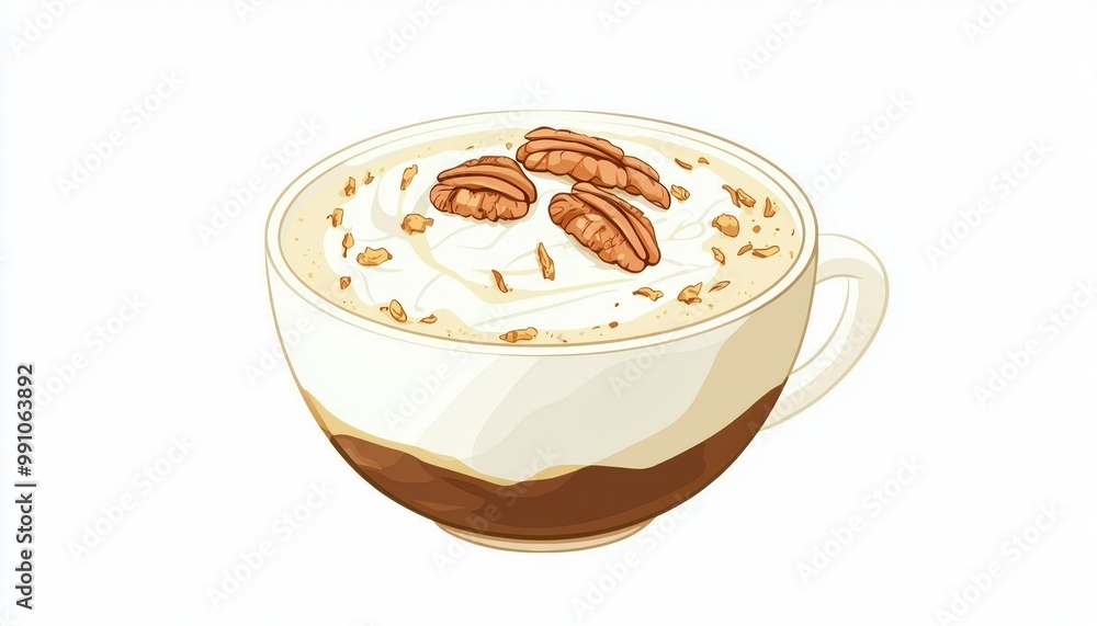 A creamy dessert cup topped with whipped cream, nuts, and crumbs, perfect for indulging in a sweet treat. A creamy dessert cup topped with whipped cream, nuts, and crumbs, perfect for indulging in a sweet treat.
