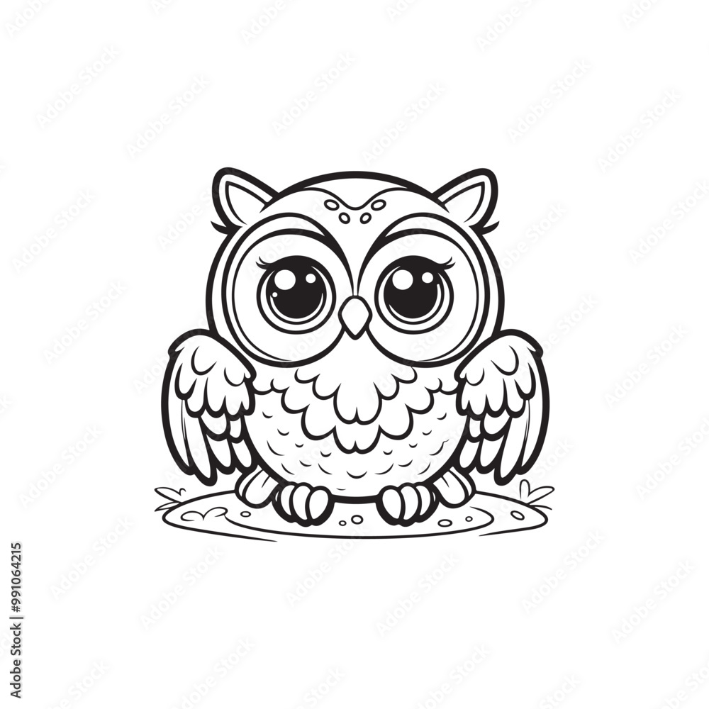 Fototapeta premium Cartoon Owl and Baby Alligators - Adorable Vector Artwork.