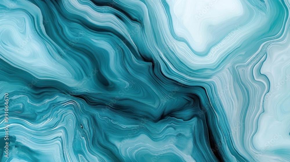 Fototapeta premium Abstract blue and white swirl marble pattern.