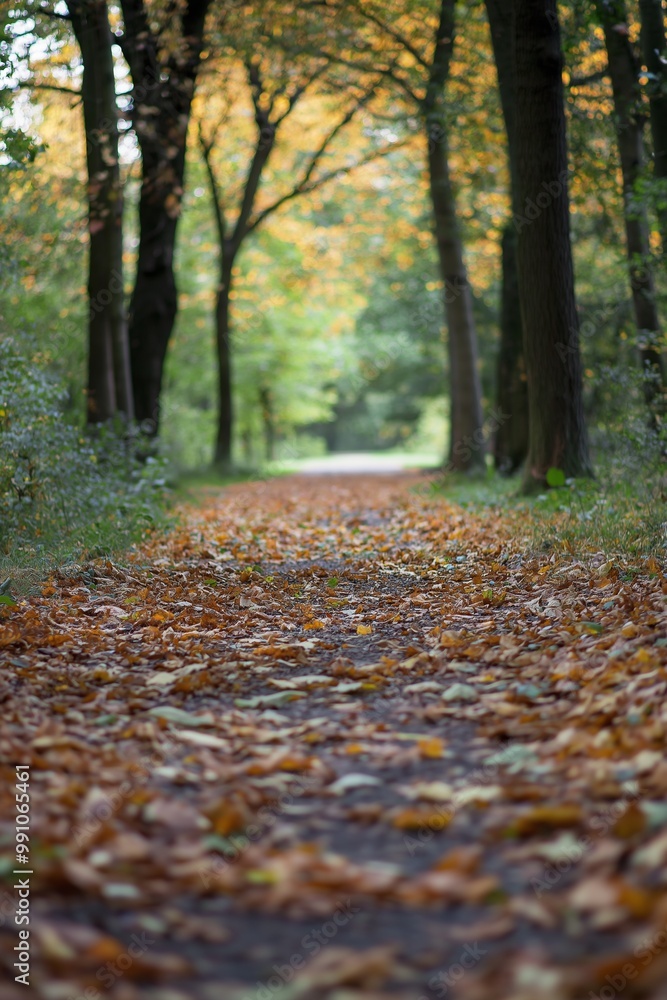 A serene forest pathway is blanket with autumn leaves, creating a picturesque scene of natural beauty and seasonal change. A serene forest pathway is blanket with autumn leaves, creating a picturesque scene of natural beauty and seasonal change.