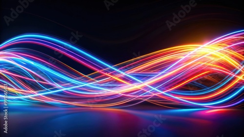 Abstract light trails creating dynamic patterns on a dark background , abstract, light trails, motion, speed, streaks