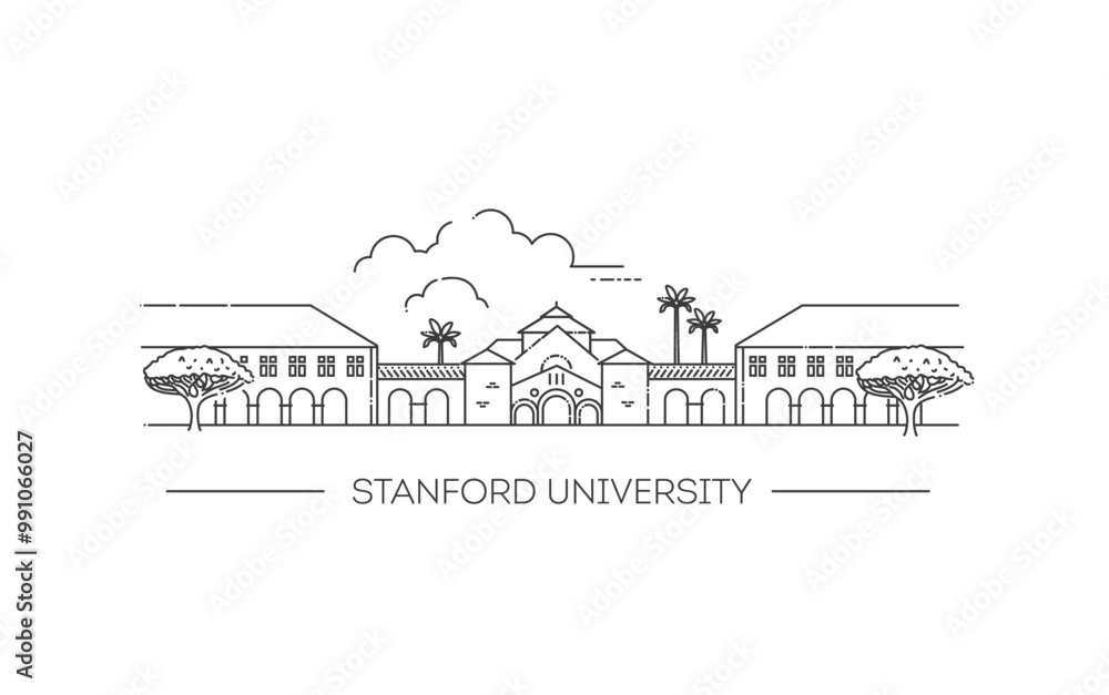 Naklejka premium Stanford University outline vector illustration