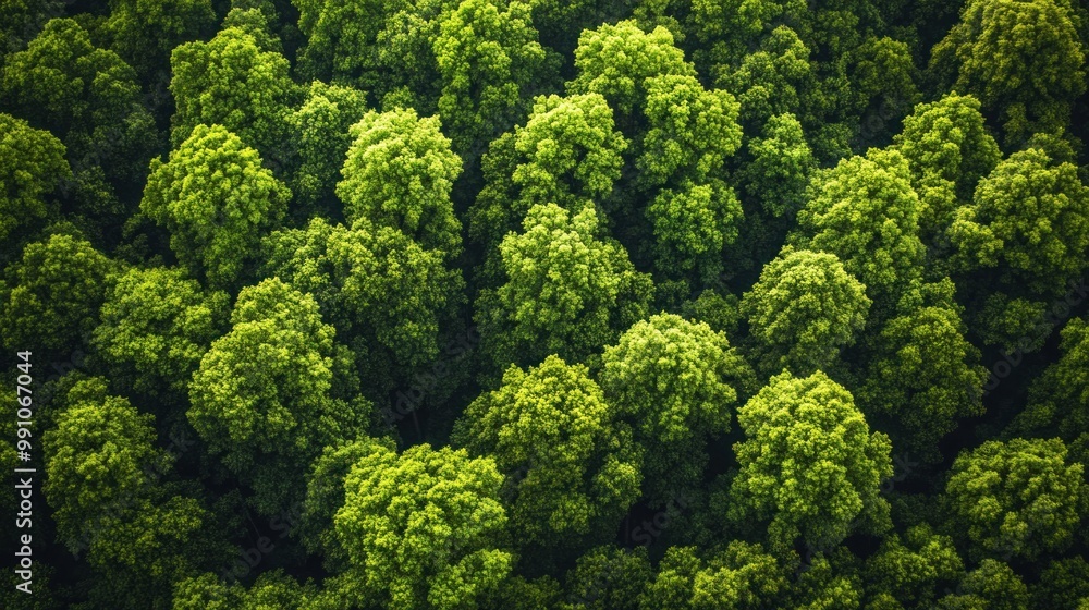 Naklejka premium Lush green forest canopy viewed from above.