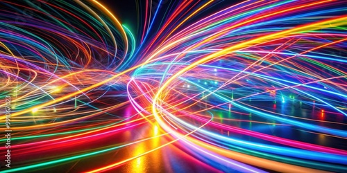 Multicolored light trails creating a mesmerizing abstract pattern, light trails, long exposure, motion, vibrant, colorful