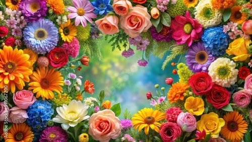 Vibrant and colorful flower backdrop perfect for spring, floral, blooming, vibrant, garden, nature, petal, colorful