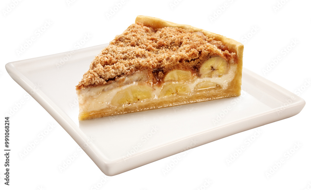 prato com torta de banana com creme de baunilha isolado em fundo transparente prato com torta de banana com creme de baunilha isolado em fundo transparente